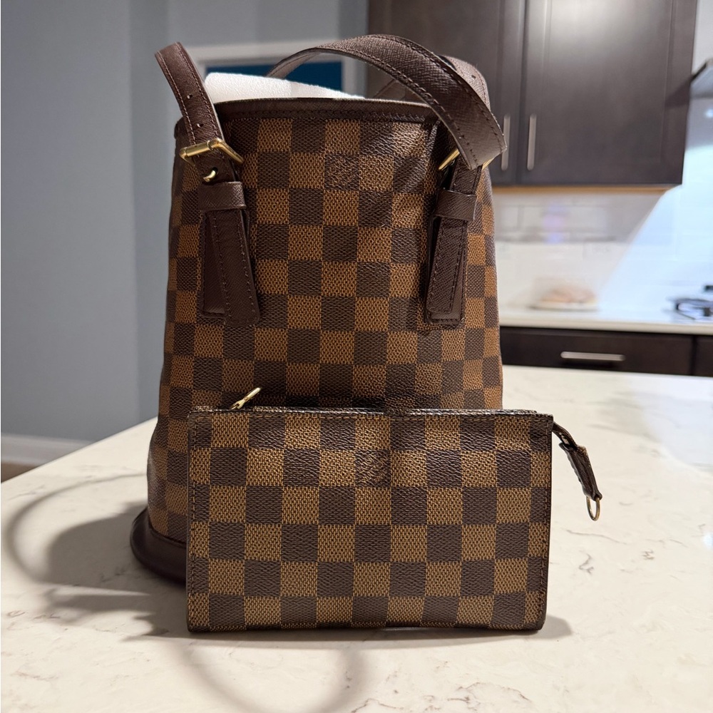 Brown Checkered Tote Bag